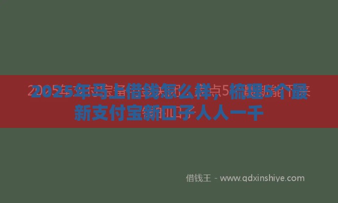 2025年马上借钱怎么样，梳理5个最新支付宝新口子人人一千