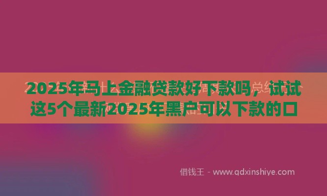 2025年马上金融贷款好下款吗，试试这5个最新2025年黑户可以下款的口子