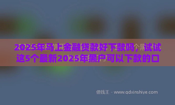 2025年马上金融贷款好下款吗，试试这5个最新2025年黑户可以下款的口子