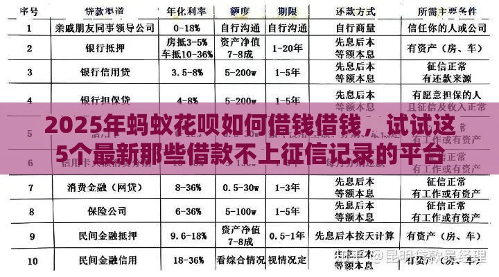 2025年蚂蚁花呗如何借钱借钱，试试这5个最新那些借款不上征信记录的平台