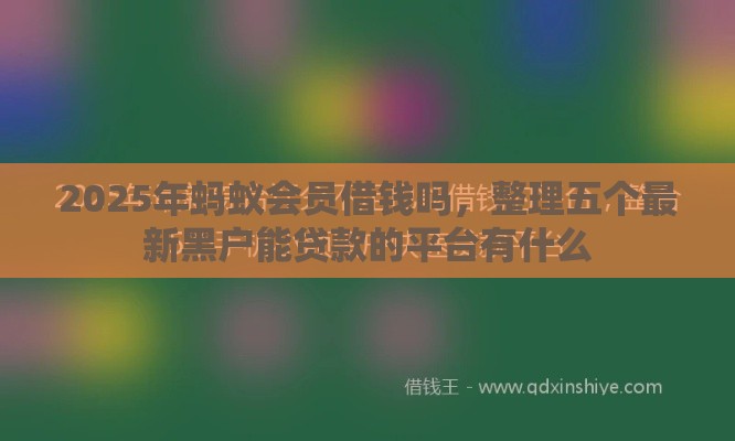 2025年蚂蚁会员借钱吗，整理五个最新黑户能贷款的平台有什么