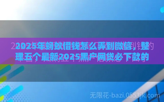 2025年蚂蚁借钱怎么弄到微信，整理五个最新2025黑户网贷必下款的平台