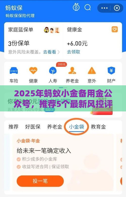 2025年蚂蚁小金备用金公众号，推荐5个最新风控评分不足能下款的平台