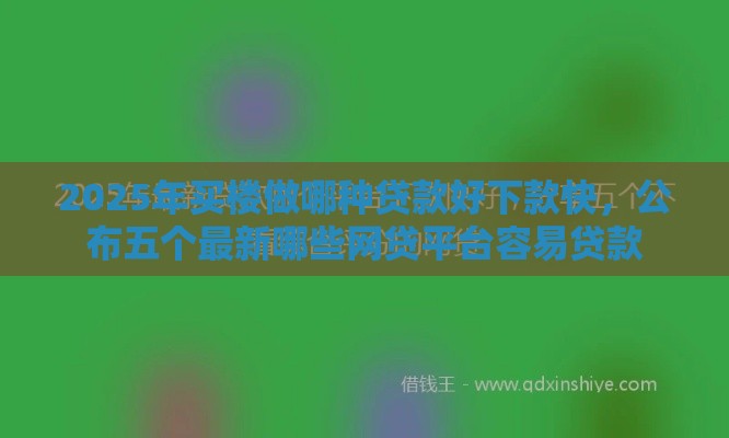 2025年买楼做哪种贷款好下款快，公布五个最新哪些网贷平台容易贷款
