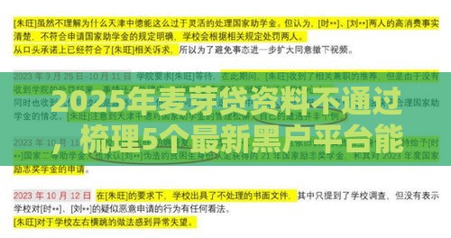 2025年麦芽贷资料不通过，梳理5个最新黑户平台能借款