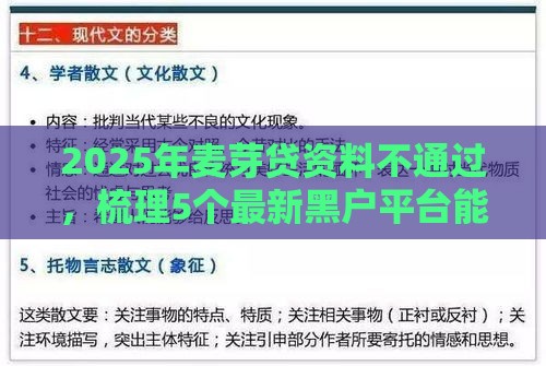 2025年麦芽贷资料不通过，梳理5个最新黑户平台能借款