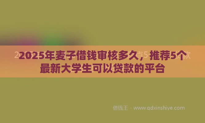 2025年麦子借钱审核多久，推荐5个最新大学生可以贷款的平台