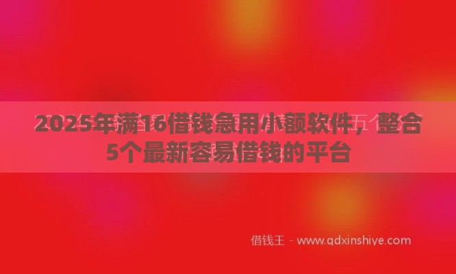 2025年满16借钱急用小额软件，整合5个最新容易借钱的平台