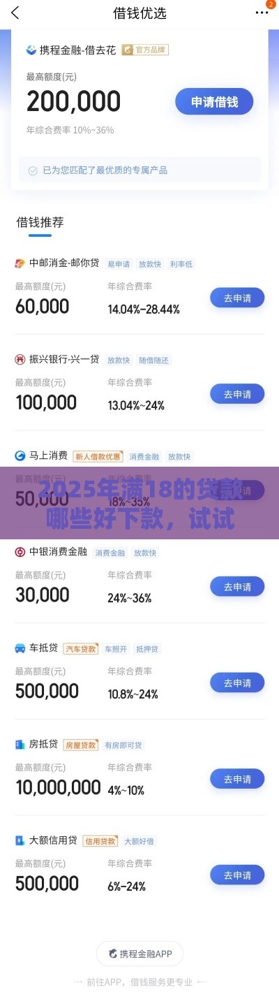 2025年满18的贷款哪些好下款，试试这五个最新找贷款平台