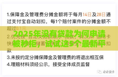 2025年没有贷款为何申请被秒拒，试试这5个最新平台借钱正规利息最低