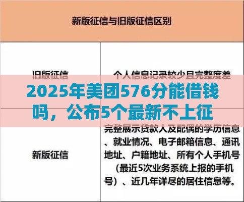 2025年美团576分能借钱吗，公布5个最新不上征信记录的贷款平台