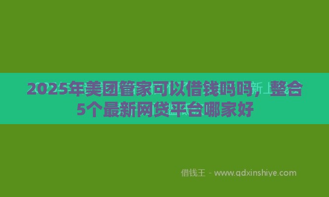 2025年美团管家可以借钱吗吗，整合5个最新网贷平台哪家好