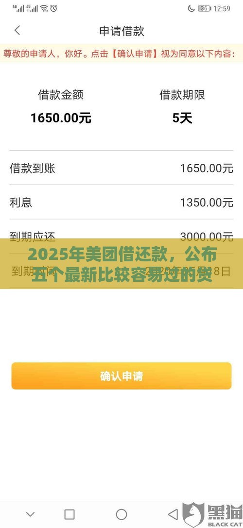 2025年美团借还款，公布五个最新比较容易过的贷款平台