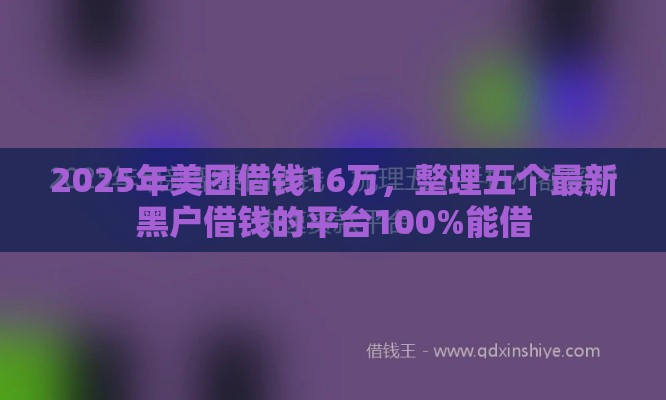 2025年美团借钱16万，整理五个最新黑户借钱的平台100%能借