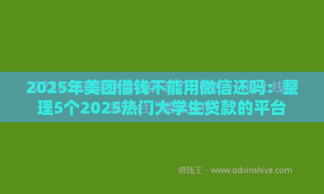 2025年美团借钱不能用微信还吗：整理5个2025热门大学生贷款的平台