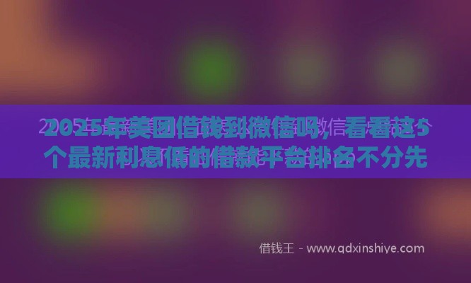 2025年美团借钱到微信吗，看看这5个最新利息低的借款平台排名不分先后