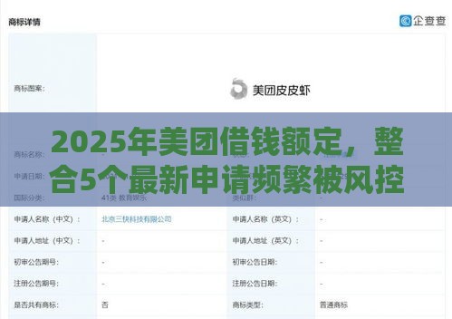 2025年美团借钱额定，整合5个最新申请频繁被风控能下的口子