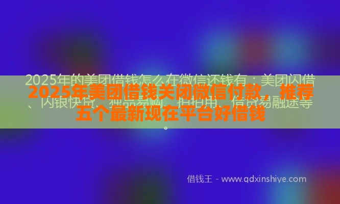 2025年美团借钱关闭微信付款，推荐五个最新现在平台好借钱