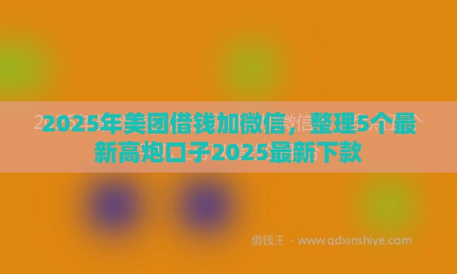 2025年美团借钱加微信，整理5个最新高炮口子2025最新下款