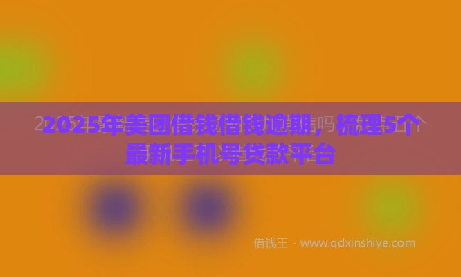 2025年美团借钱借钱逾期，梳理5个最新手机号贷款平台
