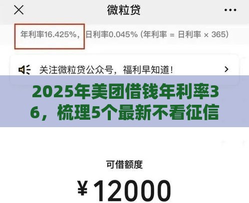 2025年美团借钱年利率36，梳理5个最新不看征信贷款平台