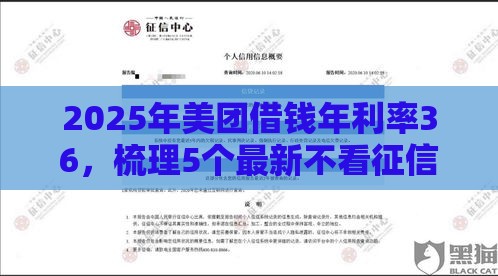2025年美团借钱年利率36，梳理5个最新不看征信贷款平台