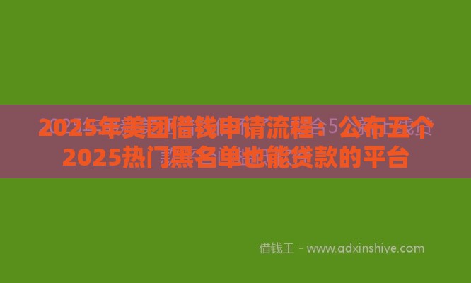 2025年美团借钱申请流程：公布五个2025热门黑名单也能贷款的平台