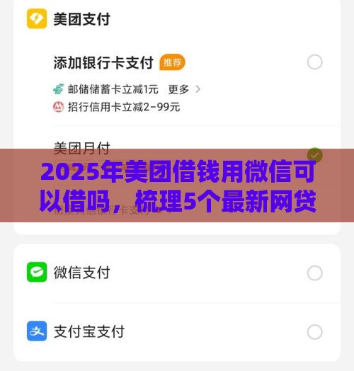 2025年美团借钱用微信可以借吗，梳理5个最新网贷都平台