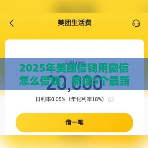 2025年美团借钱用微信怎么借钱，梳理5个最新利率低的贷款平台