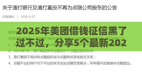 2025年美团借钱征信黑了过不过，分享5个最新2025逾期黑户能下款的口子