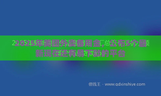 2025年美团外卖备用金，公布5个最新现在还有易下款的平台