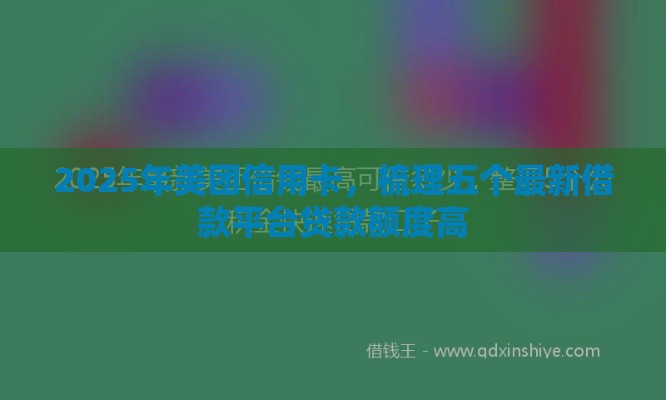 2025年美团信用卡，梳理五个最新借款平台贷款额度高