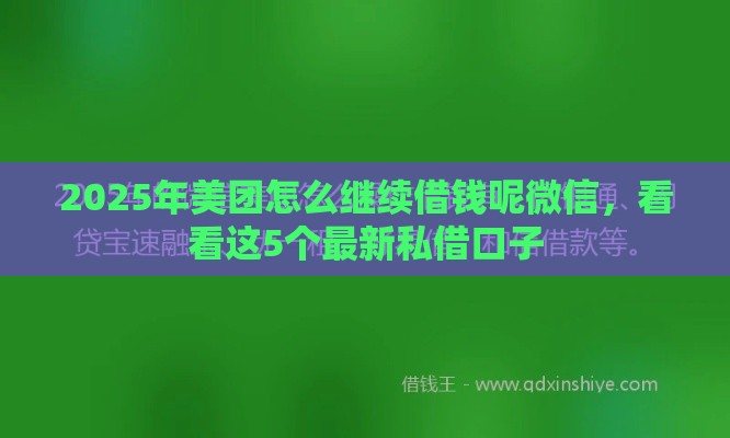 2025年美团怎么继续借钱呢微信，看看这5个最新私借口子