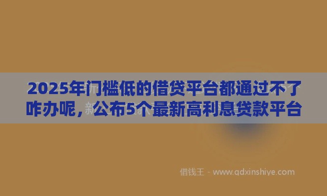 2025年门槛低的借贷平台都通过不了咋办呢，公布5个最新高利息贷款平台