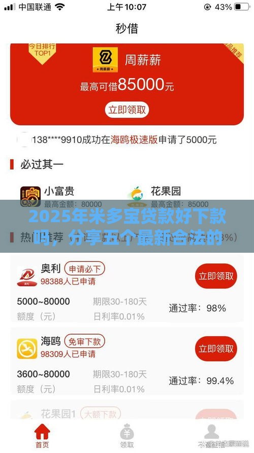 2025年米多宝贷款好下款吗，分享五个最新合法的网贷平台