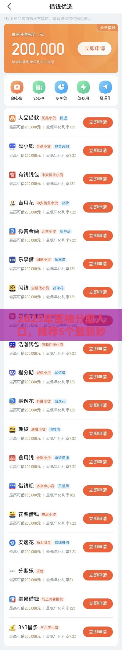 2025年蜜柚分期入口，推荐5个最新秒过的贷款平台