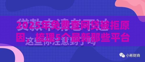 2025年免费查网贷被拒原因，梳理5个最新那些平台可以贷款