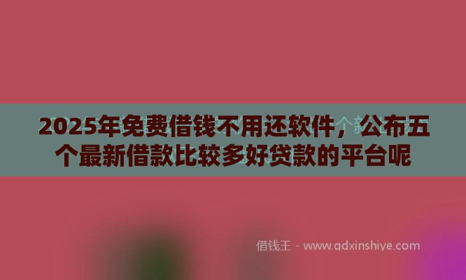 2025年免费借钱不用还软件，公布五个最新借款比较多好贷款的平台呢
