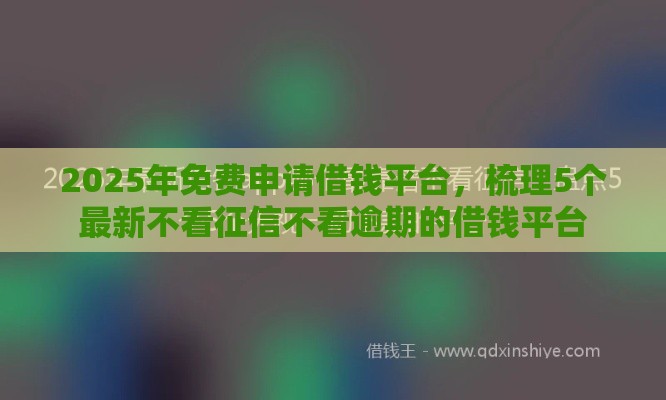 2025年免费申请借钱平台，梳理5个最新不看征信不看逾期的借钱平台