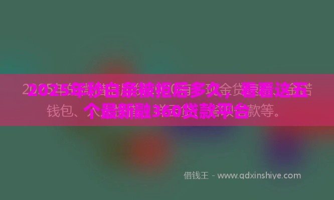 2025年秒白条被拒后多久，看看这五个最新融360贷款平台