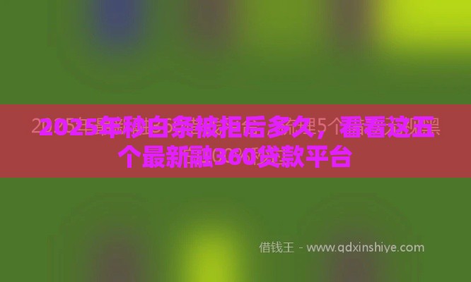2025年秒白条被拒后多久，看看这五个最新融360贷款平台