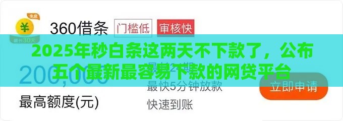 2025年秒白条这两天不下款了，公布五个最新最容易下款的网贷平台