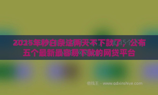 2025年秒白条这两天不下款了，公布五个最新最容易下款的网贷平台