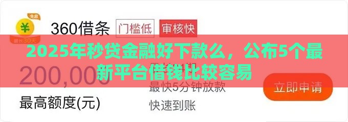 2025年秒贷金融好下款么，公布5个最新平台借钱比较容易