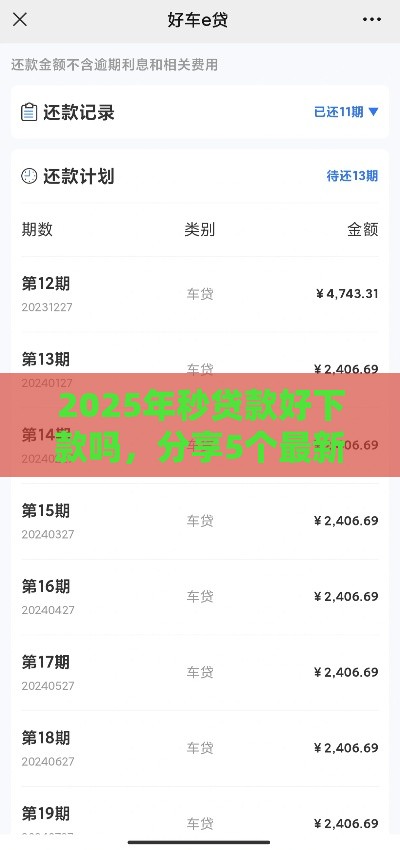 2025年秒贷款好下款吗，分享5个最新有车在平台好贷款