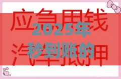 2025年秒到账的小额贷款，整合五个最新按揭车辆贷款平台