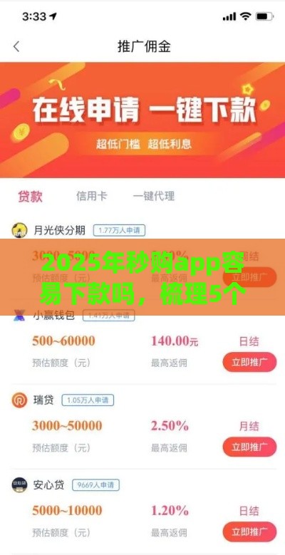2025年秒购app容易下款吗，梳理5个最新网贷推广返佣平台