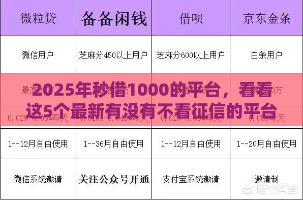 2025年秒借1000的平台，看看这5个最新有没有不看征信的平台借钱