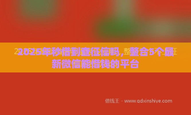 2025年秒借到查征信吗，整合5个最新微信能借钱的平台