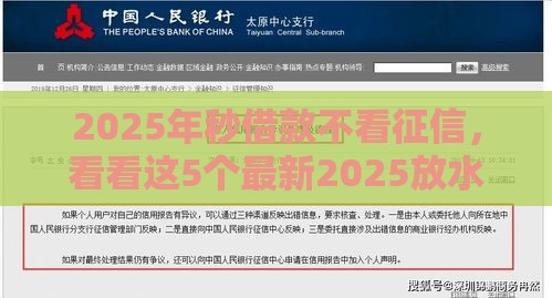 2025年秒借款不看征信，看看这5个最新2025放水网贷平台
